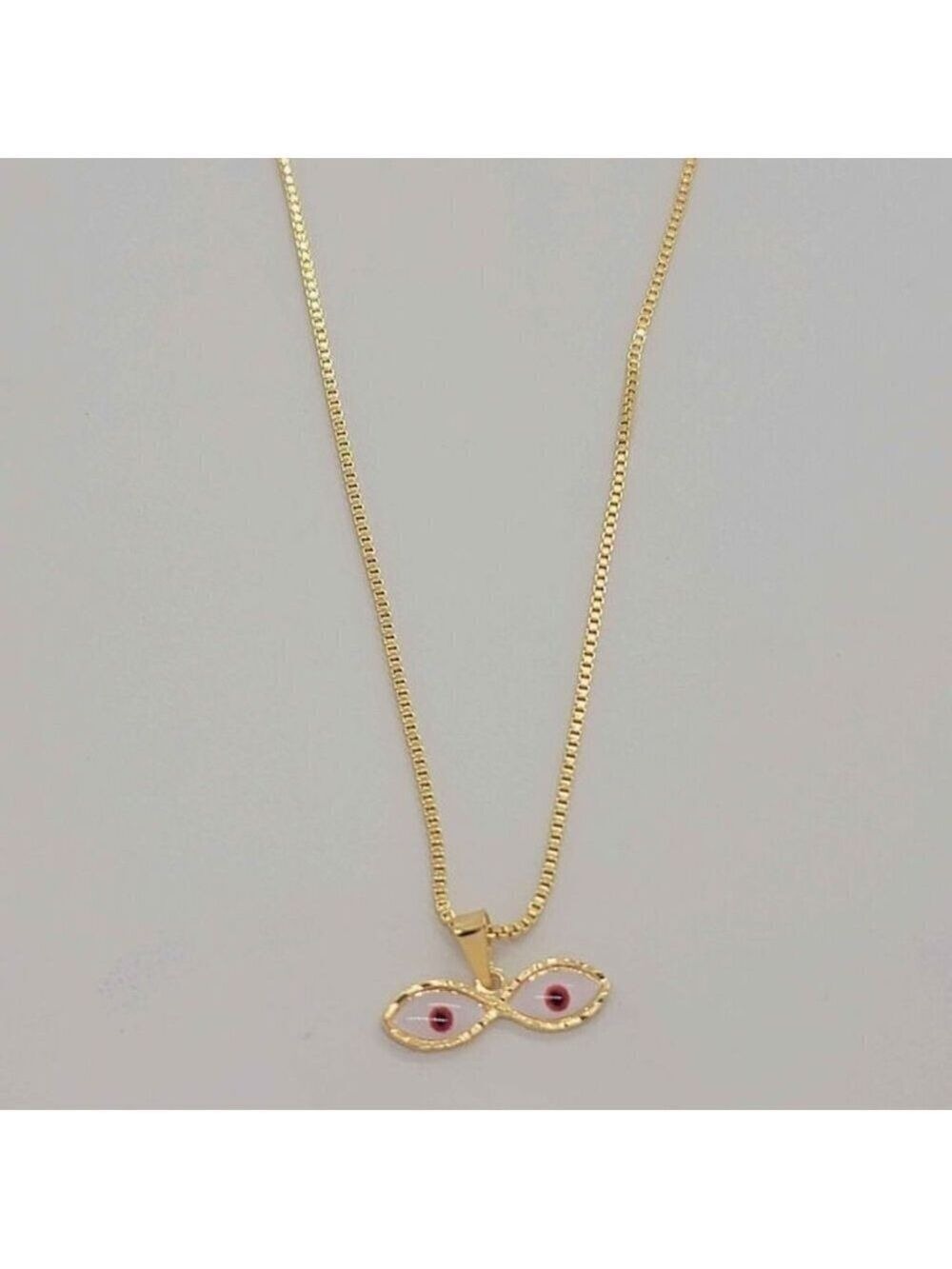 Brand New Brazilian 18k Gold Filled Red Eyes of Saint Lucia Necklace